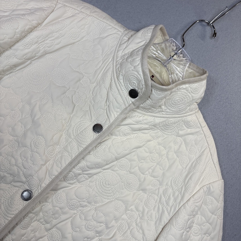 Woolrich Quilted Jacket Lined Women 2XL Cream Moccasin Wave Stitch Snap EUC